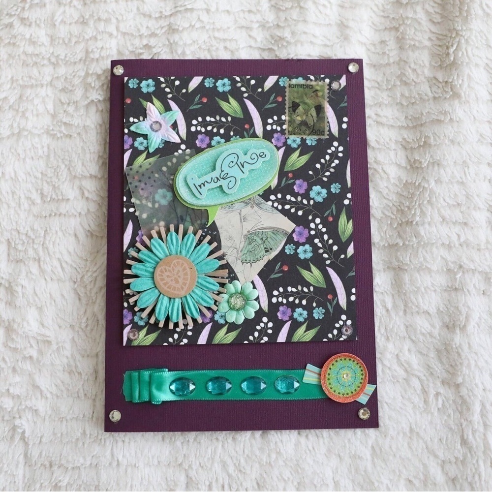 Large purple greeting card Happy Birthday scrapbooking card making handmade fun